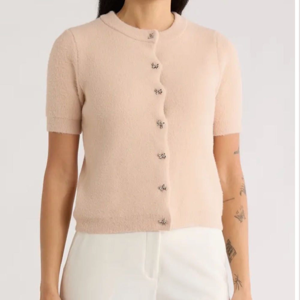 Muse Soft Pink Cardigan with Silver Accents Sz M